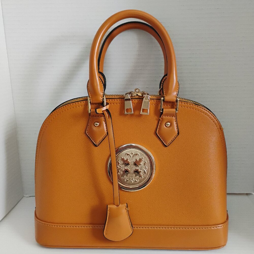 Stylish Medium Handbag – Burnt Orange – Gently Used – Gold Tone Accents
